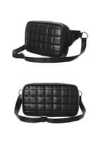 حقيبة كروس مربعة بنمط شبكي مربع - اسود - 23x13 سم