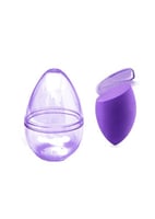 اسفنجة مكياج بحافة مائلة مع علبة تنقل شفافة - بنفس...