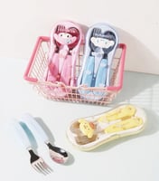 طقم أدوات الطعام بوم بومبورين للأطفال شوكة وملعقة...