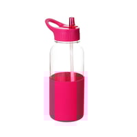 مطارة ماء بلاستيكية بمقبض وغطاء - 1000مل - احمر ور...