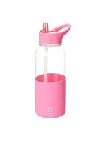 مطارة ماء بلاستيكية بمقبض وغطاء - 1000مل - وردي