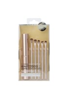 مجموعة فرش مكياج للعين مع حامل 5 قطع - ذهبي