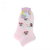 جوارب كاحل برسومات الكرز والجرو - 3 ازواج (5-7 سنو...