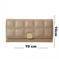 محفظة نسائية مزينة بغرز طويلة - بني - 19x10 سم