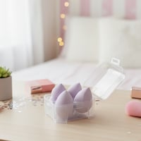 إسفنجات مكياج مع علبة تخزين 4 قطع - بنفسجي