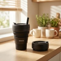 كوب قهوة من السيليكون قابل للطي مع شفاط من سلسلة ا...