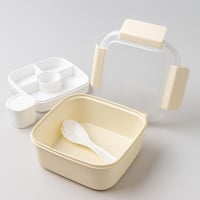 صندوق غداء أنيق بسعة 1.1 لتر - مقسم ثنائي - بيج