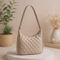 حقيبة كتف بنمط ماسي - بني