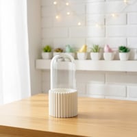 حامل فرشاة مكياج بنمط الأعمدة - أبيض