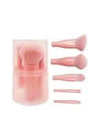 مجموعة فرش مكياج محمولة ذات أسطوانة دائرية - 5 قطع