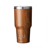 كوب من الفولاذ المقاوم للصدأ للسيارة بخامة خشبية -...