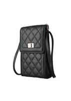 حقيبة للجوال مبطنة بنمط شبكي بغطاء - اسود - ( مقاس...