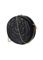 حقيبة كتف دائرية مبطنة بنمط وردة مع سلسلة - اسود -...