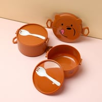 صندوق غداء بينتو مزدوج الطبقات من سلسلة الدببة الث...