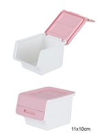 صندوق تخزين صغير بفتحة واسعة - وردي - 11x10cm