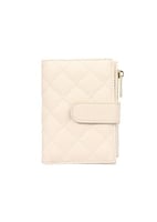 محفظة نسائية قصيرة مبطنة بنقشة الماس وقفل - بيج -...