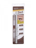 قلم حواجب 3 في 1 ( بني غامق ) مسطح