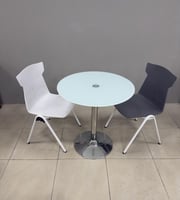 طقم طاولة زجاج دائرية مع كرسيين