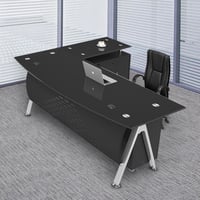 مكتب زجاج اسود مودرن 160 سم