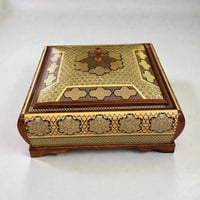 صندوق خشبي فاخر مطعم بالعاج والنحاس متعدد الاستخدا...