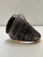 خاتم عقيق يماني صياغة العديل فضه 925