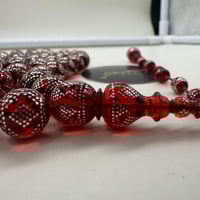 سبحة فاتوران احمر مدور مطعم بفضه عيار 1000