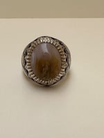 خاتم عقيق طحلبي فضه عيار 925 صياغة مهدي