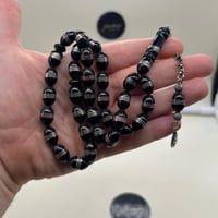 سبحة يسر طبيعي كبس مطعم بحزام من الستيل 33 خرزه