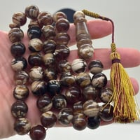 سبحة كهرمان سومطري حر طبيعي مع عينة من الكهرمان