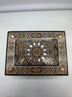 طقم خشبي عدد 2 علبة مطعم بالصدف