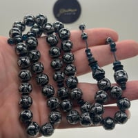 سبحة فاتوران ازرق مدور مطعم بفضه عيار 1000