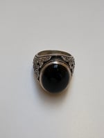 خاتم عقيق يماني فضه صياغة العديل ثقيل عيار 925
