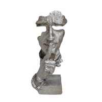 (صمت) تحفة فنية لركن القهوة لون فضي حجم صغير