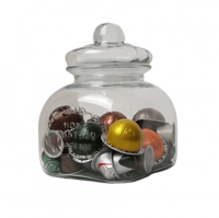 حافظة كبسولات من الزجاج الفاخر بغطاء حجم كبير