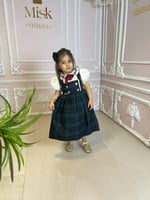 فستان تركي كاروهات +شنطة وطوق ( المقاسات صغيرة الا...