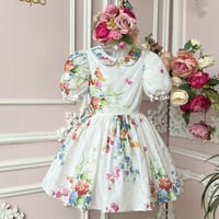 فستان انجليزي ابيض+شنطة وطوق