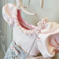 فستان وردي مع سيلفر+( شنطة وطوق)