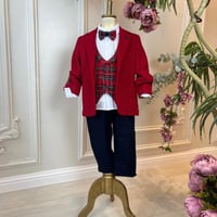 بدلة ولادي كاروهات احمر