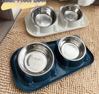 صحن قطط ستيل مزدوج وللكلاب بألوان مختلفة