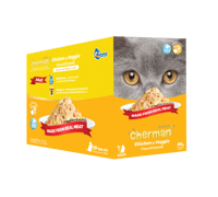 كارتون شيرمان اكل قطط رطب دجاج وخضار في الجيلي للق...