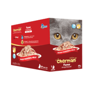 كارتون شيرمان اكل قطط رطب تونة في الجيلي للقطط الب...