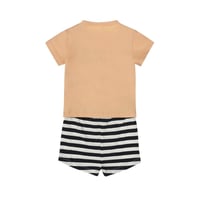 بيجاما ولادي قطني من تيشيرت وشورت - برتقالي وكحلي...