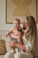 بيجاما ولادي قطني من تيشيرت وشورت - برتقالي وكحلي...