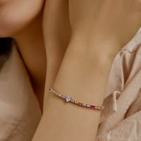 أسورة تنس القلب الأنيقة باللون / الفضي .(B992)