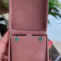 حلق ورد أنيق اللون فضي-أخضر (E476) .