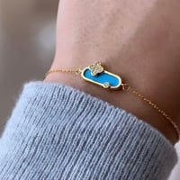 أسورة ورد أنيقة , اللون ذهبي-أزرق (B551).