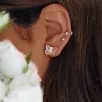 حلق الفراشة الأنيق اللون ذهبي- وردي (E525).