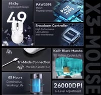 ماوس لا سلكي ATTACK SHARK X3 ( اسود - ابيض )