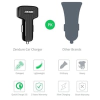 شاحن سيارة زندور بمنفذين يدعم تقنية الشحن السريع ك...
