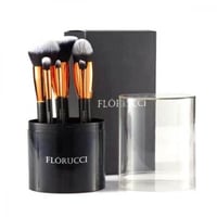 طقم فرش مكياج احترافية مكون من 6 فرشاة مع حافظة تخ...